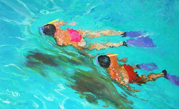 Snorkellers (oil on board)  à William  Ireland