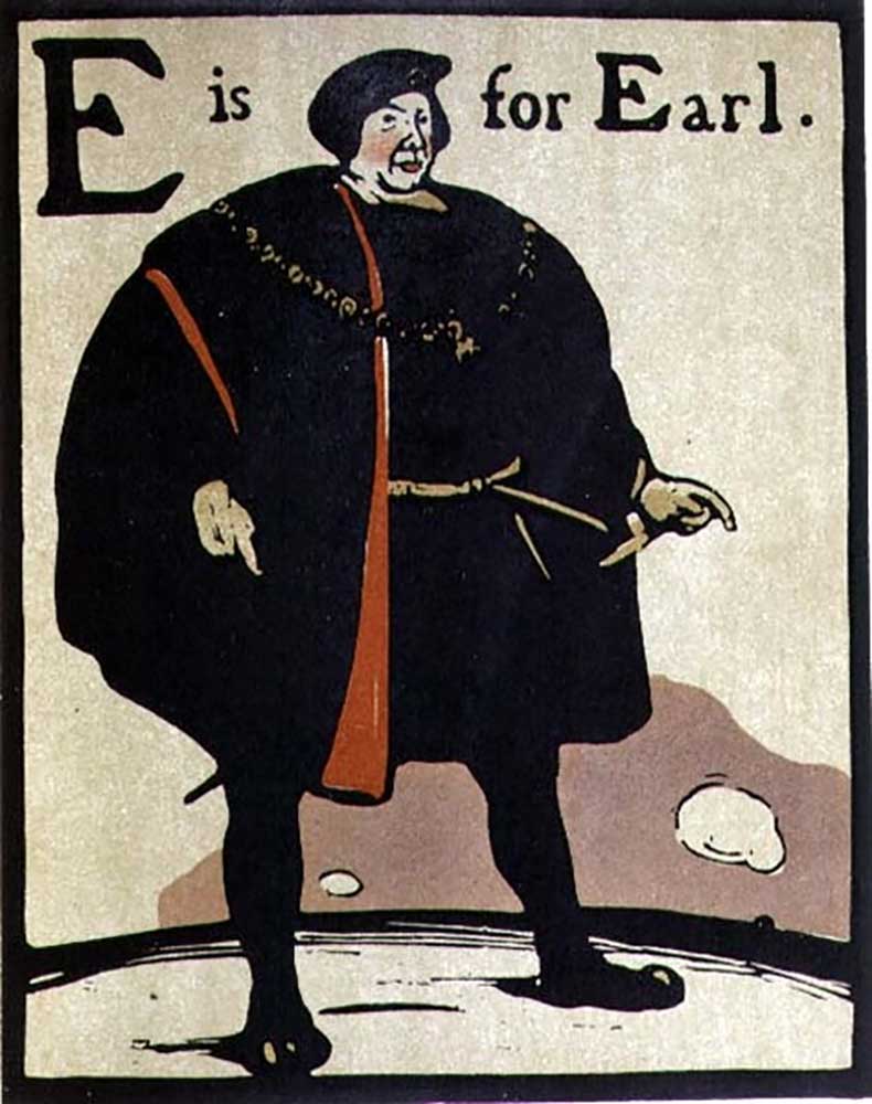 E is for Earl, illustration from An Alphabet, published by William Heinemann, 1898 à William Nicholson