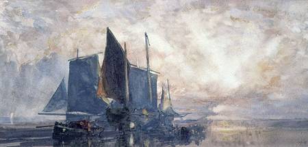 Fishing Boats at Anchor: Sunset à William Roxby Beverly
