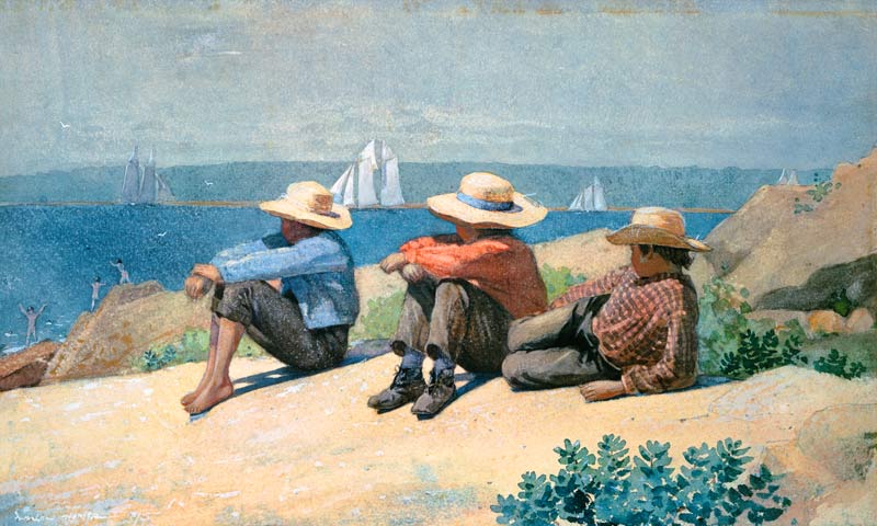 Garçons sur la plage de mer. à Winslow Homer