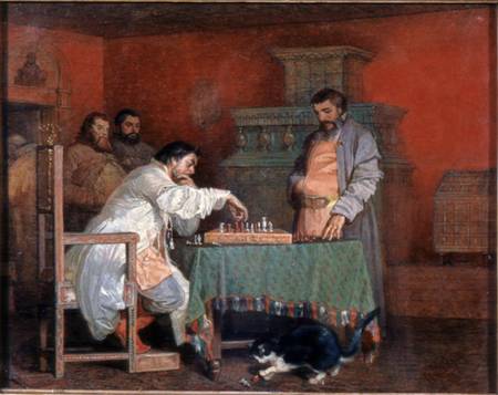 Scene from the Life of the Russian Tsar: Playing Chess à Wjatscheslaw Grigor. Schwarz
