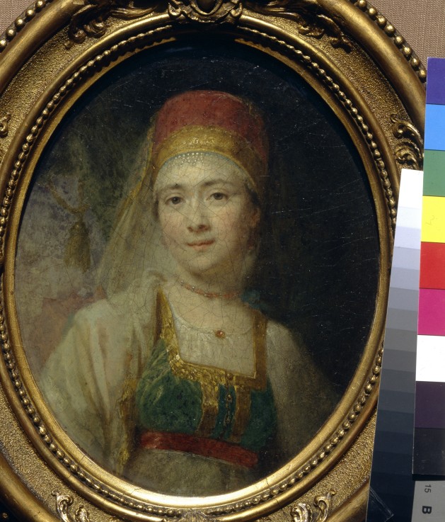 Portrait of Aksinya, peasant woman of Torzhok à Wladimir Lukitsch Borowikowski